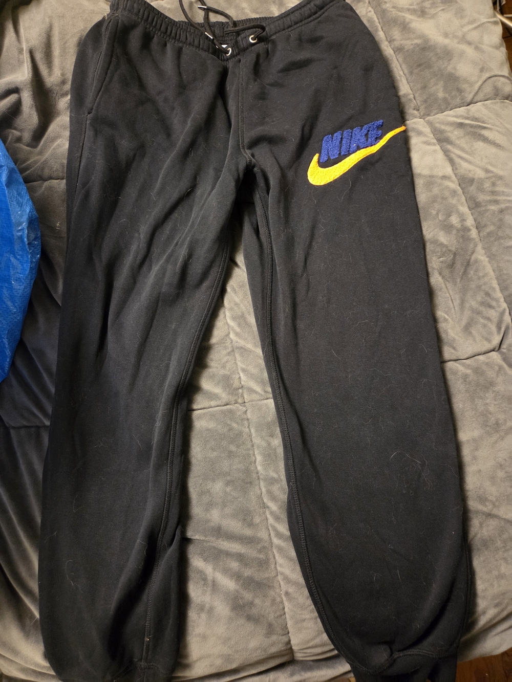 Nike Black Sweatpants with Blue and Yellow Logo